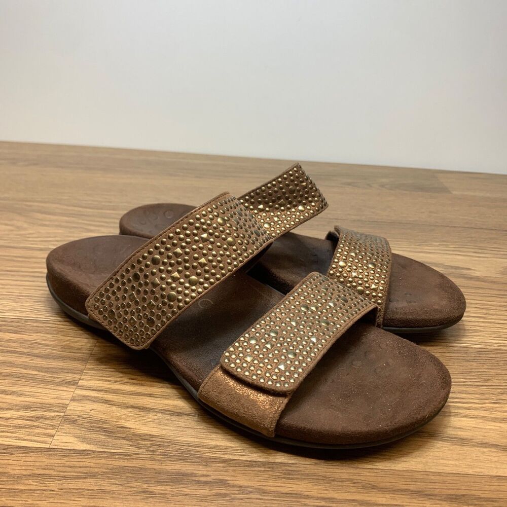 Vionic Samoa Size 9 M Sandals Brown Suede Studded Orthotic Arch Support Women’s‎